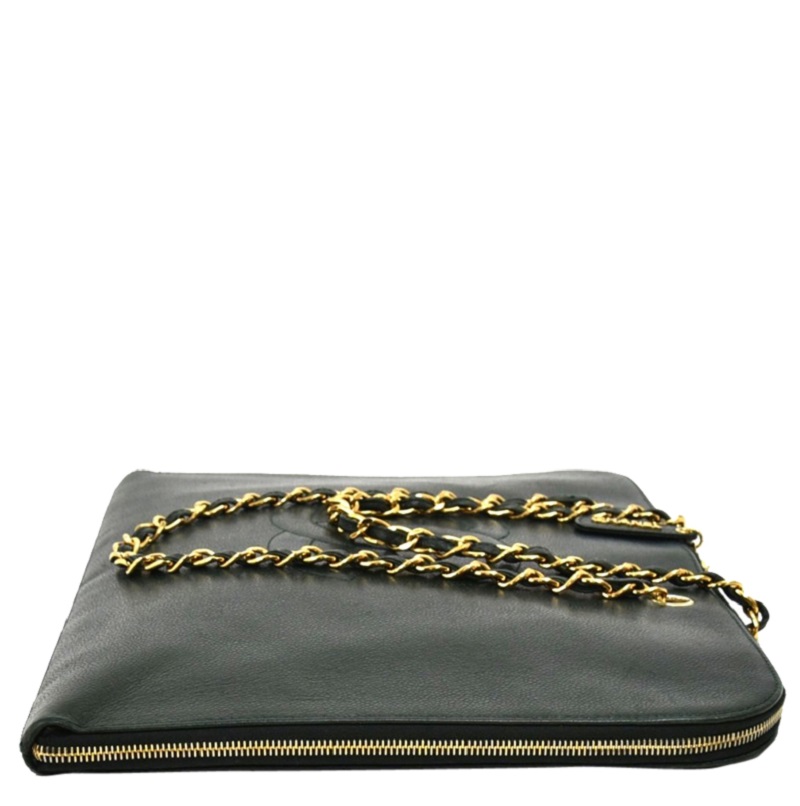 

Chanel Green Caviar Leather Flat Shoulder Bag