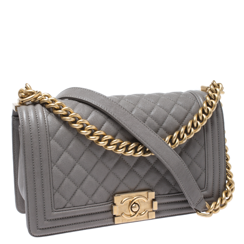 Chanel Grey Suede Caviar Leather Medium Classic Flap Bag ○ Labellov ○ Buy  and Sell Authentic Luxury