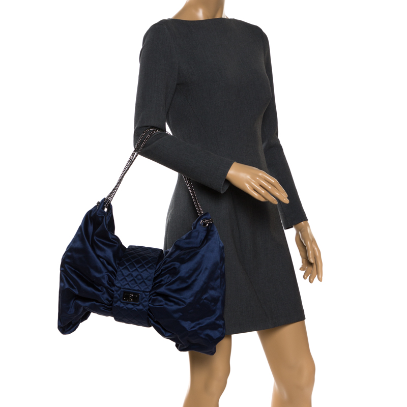 

Chanel Blue Satin 2.55 Ribbon Shoulder Bag