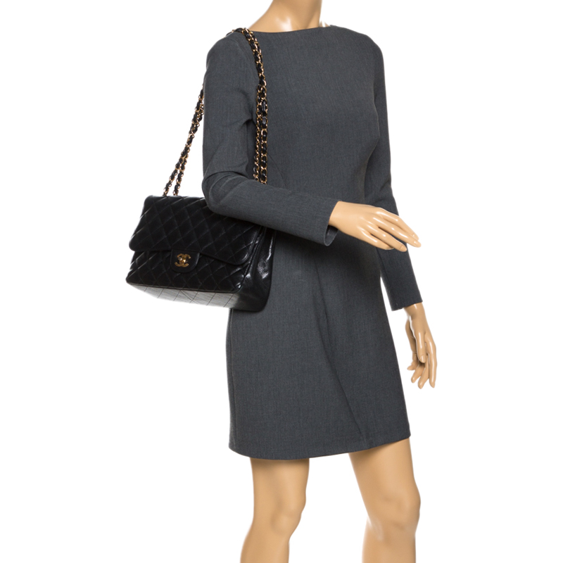 

Chanel Black Quilted Leather Jumbo Classic Double Flap Bag