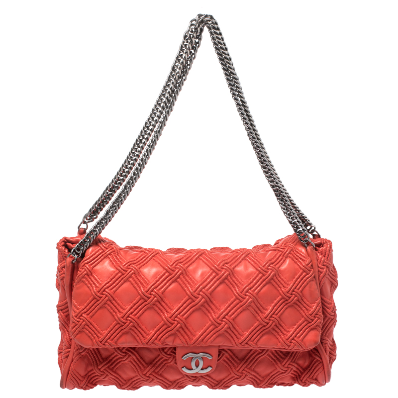 Pre-owned Chanel Red Quilted Leather Walk Of Fame Flap Bag