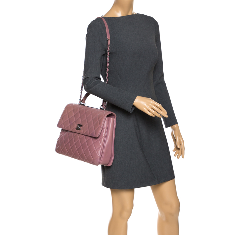 

Chanel Old Rose Lambskin Leather Trendy CC  Top Handle Bag, Pink