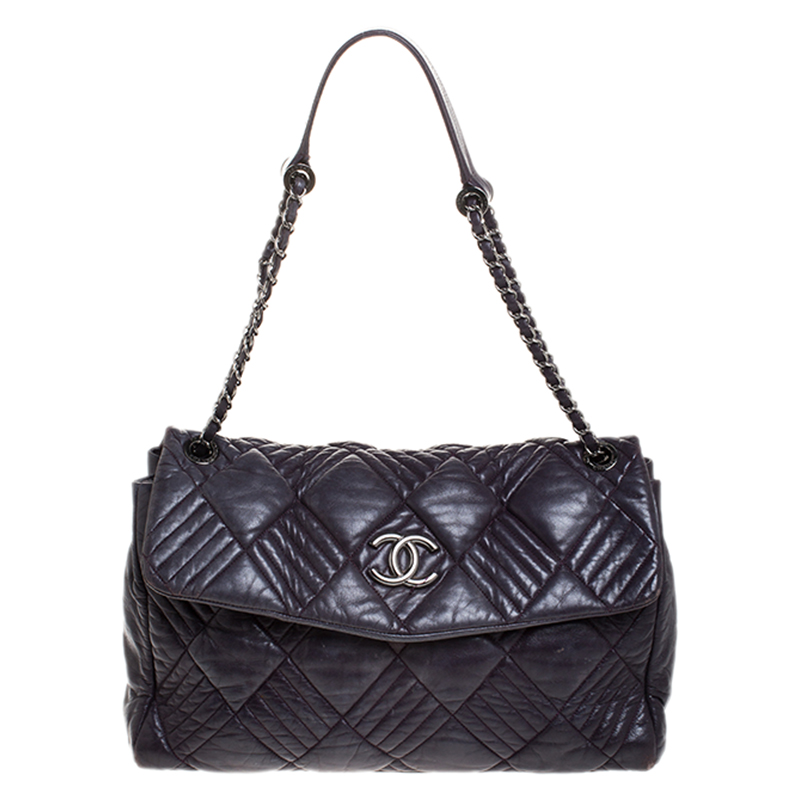 مملوكة مسبقًا Chanel  Purple Quilted Leather  In & Out Maxi Flap Shoulder Bag