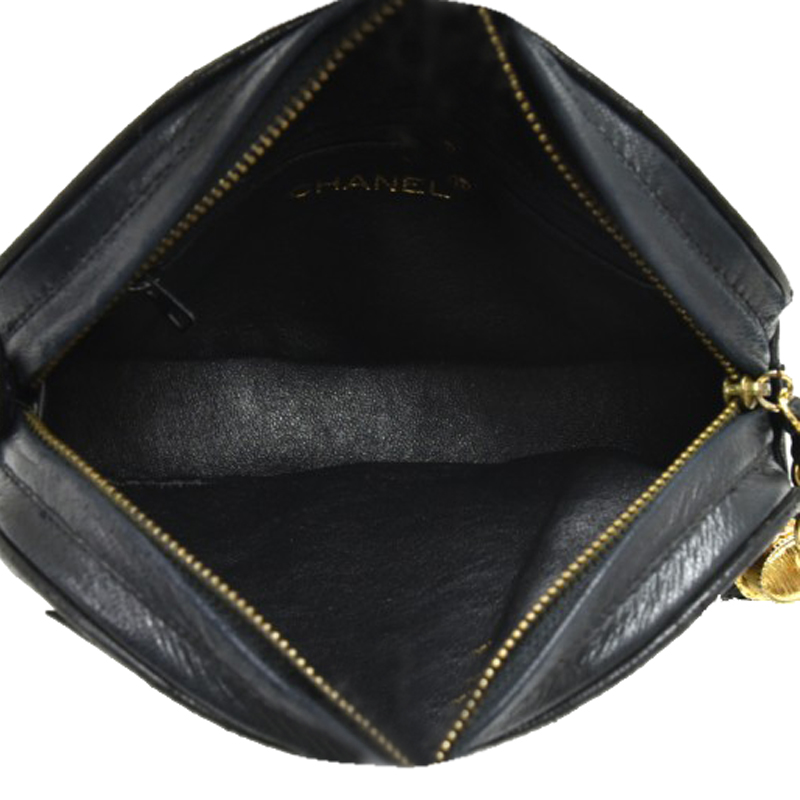 

Chanel Black Leather CC  Oval Clutch