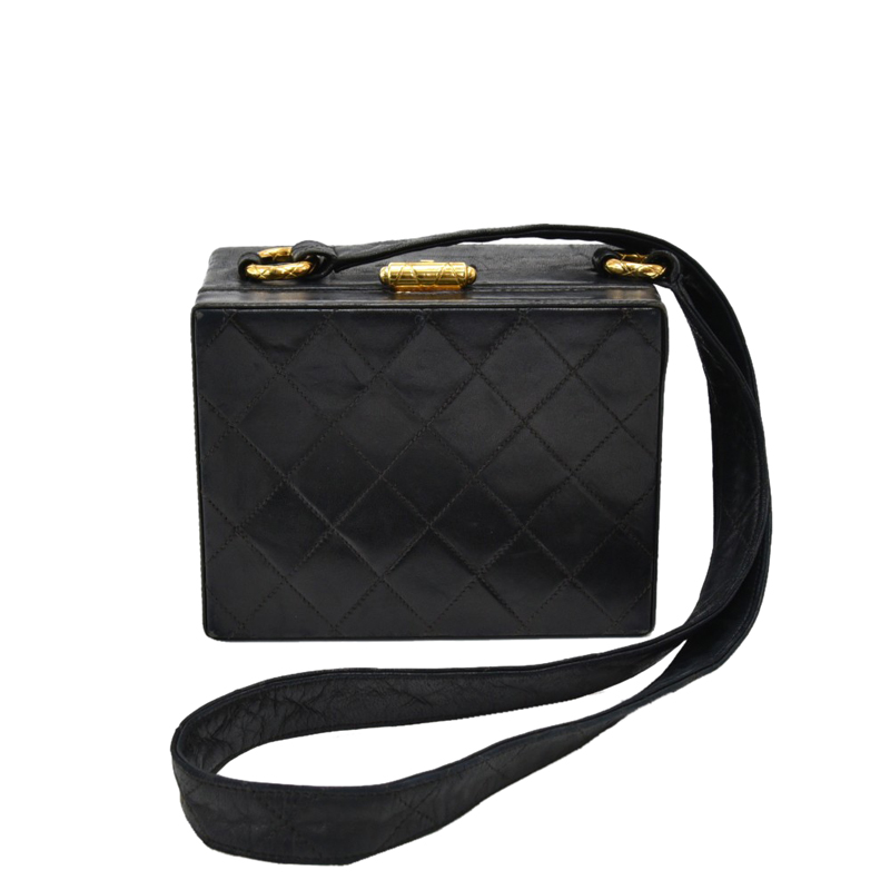 Black Boxy Quilted Tote Handbag IUCN Water
