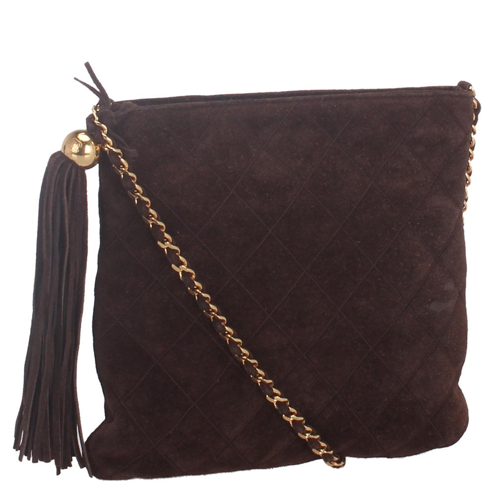 

Chanel Brown Suede Chain Crossbody Bag