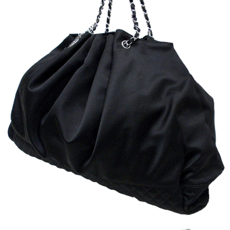 

Chanel Black Silk Satin Melrose Cubus Shoulder Bag