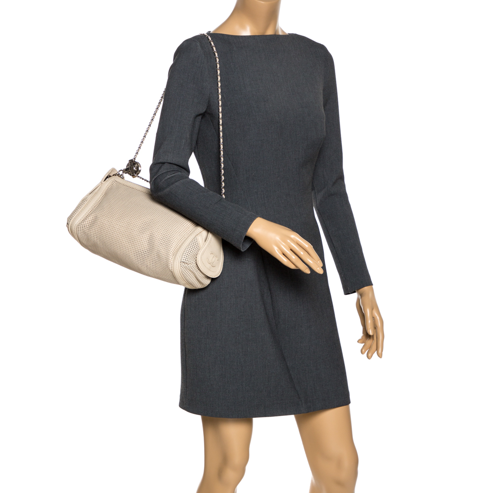 

Chanel Beige Perforated Leather  Chain Shoulder Bag