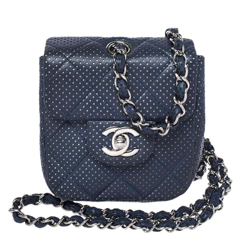 Chanel Blue Quilted Perforated Leather Mini Crossbody Bag Tlc Perforated Leather Mini Crossbody Bag