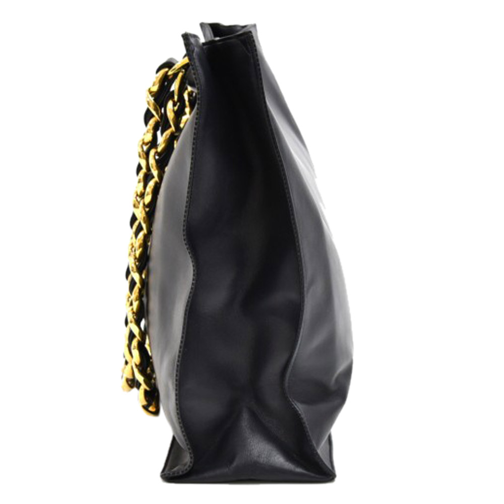 

Chanel Navy Leather Jumbo XL Shopping Tote Bag, Navy blue