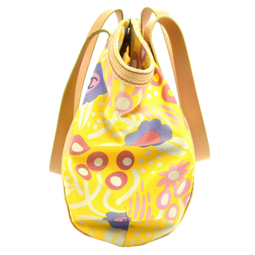 

Chanel Yellow Cotton Canvas Multicolored Floral Tote Bag
