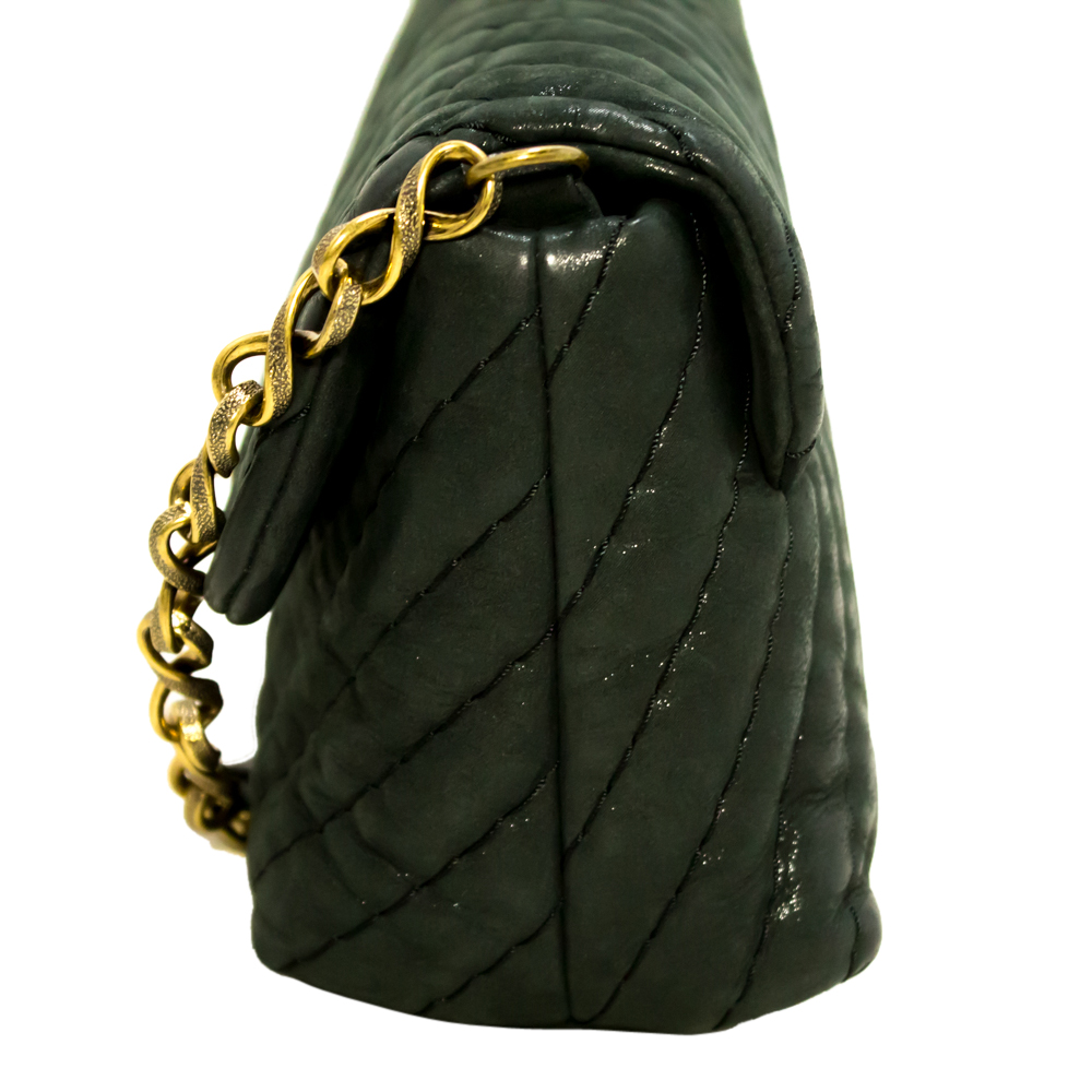 

Chanel Black Chevron Leather  Single Flap Bag