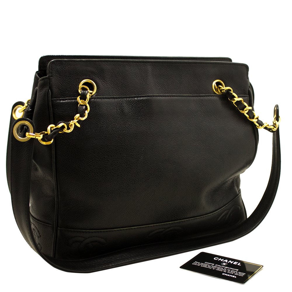 

Chanel Black Caviar Leather  Shopping Tote