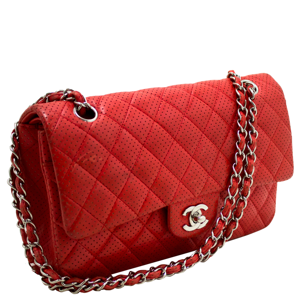 

Chanel Red Punching Quilted Leather Double Flap Bag