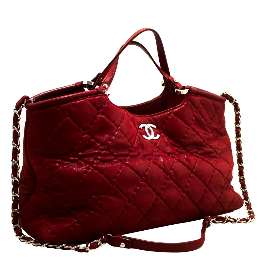 

Chanel Red Matelasse Leather 2 Way Shoulder Bag