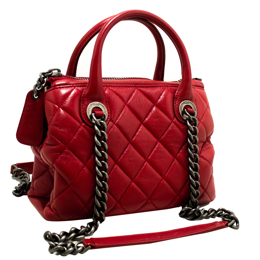 

Chanel Red Quilted Leather  Vintage Satchel