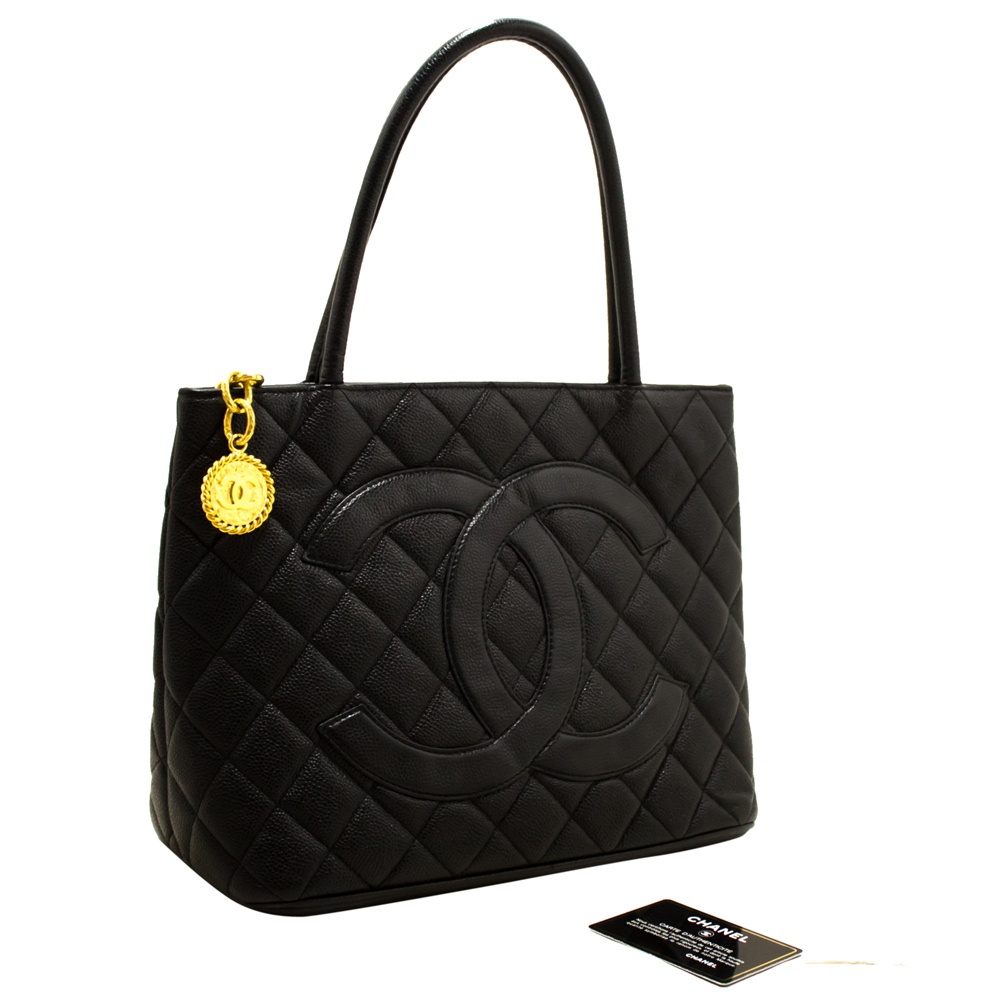 

Chanel Black Caviar Quilted Leather Medallion Tote