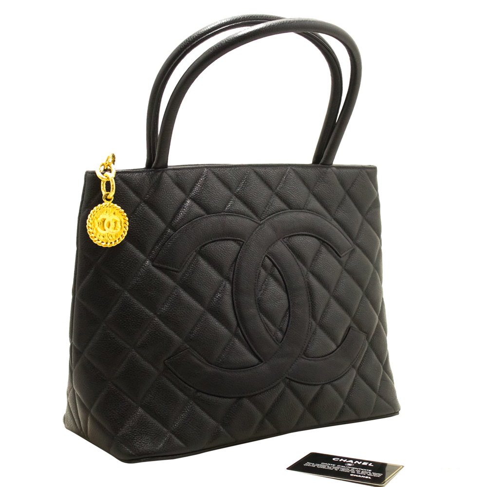 

Chanel Black Caviar Quilted Leather Medallion Tote