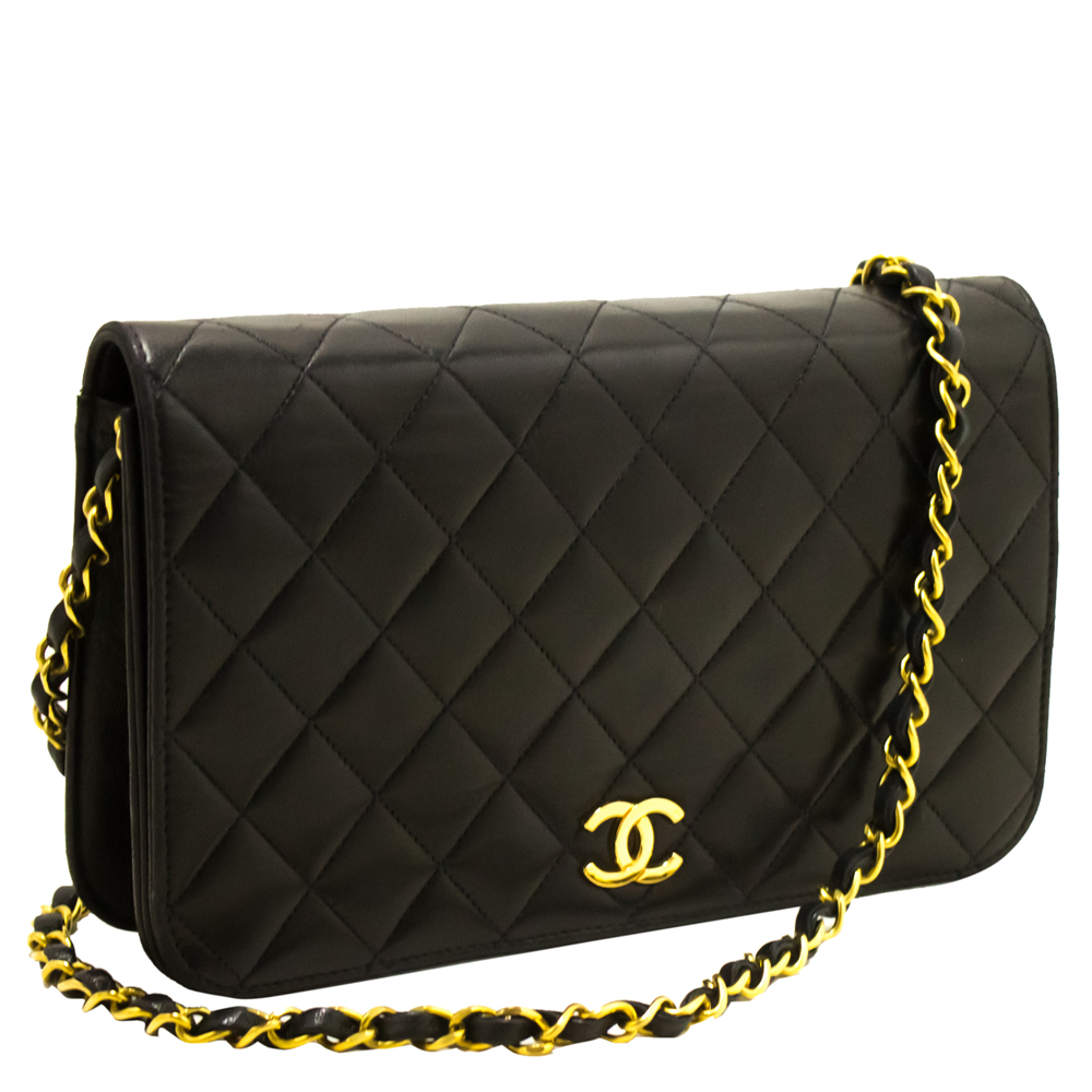 

Chanel Black Quilted Leather Vintage Full Flap Bag