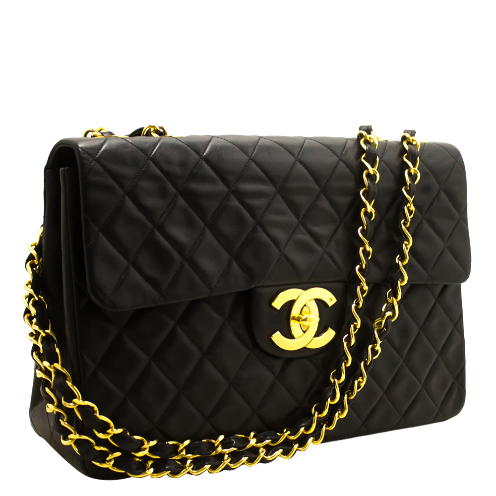 

Chanel Black Quilted Leather Jumbo Flap Bag