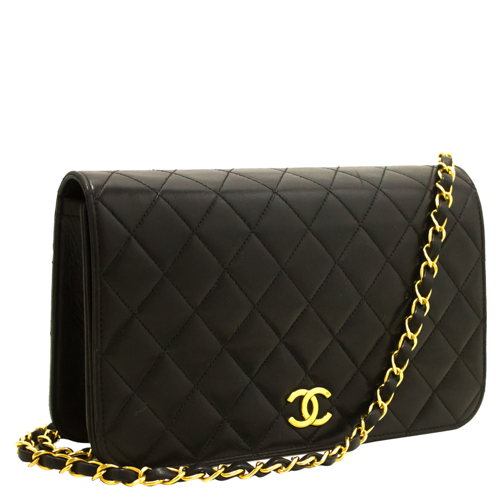 

Chanel Black Quilted Leather Vintage Full Flap Bag