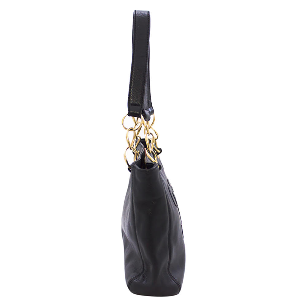 

Chanel Black Caviar Leather CC Chain Tote Bag