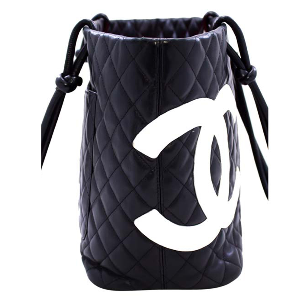 

Chanel Black/White Quilted Leather Cambon  Tote Bag