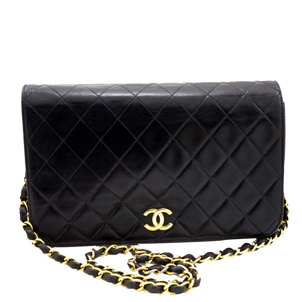 Chanel Black Quilted Lambskin Leather Flap Chain Shoulder Bag 