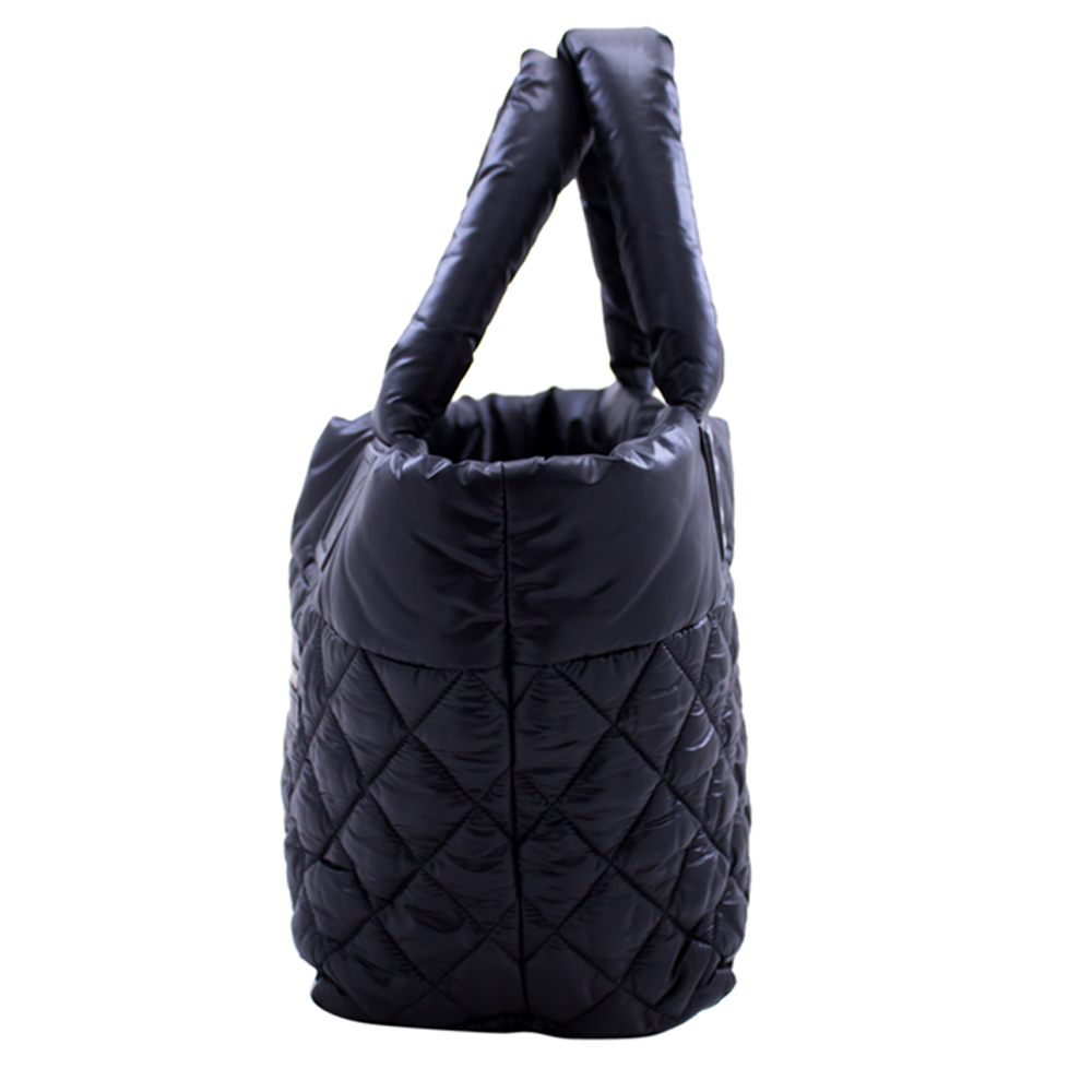 

Chanel Black Quilted Nylon Leather Coco Cocoon Tote Bag