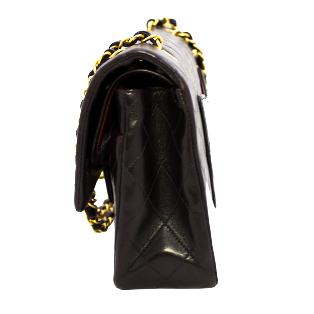 

Chanel Black Lambskin Leather Double Flap Chain Shoulder Bag
