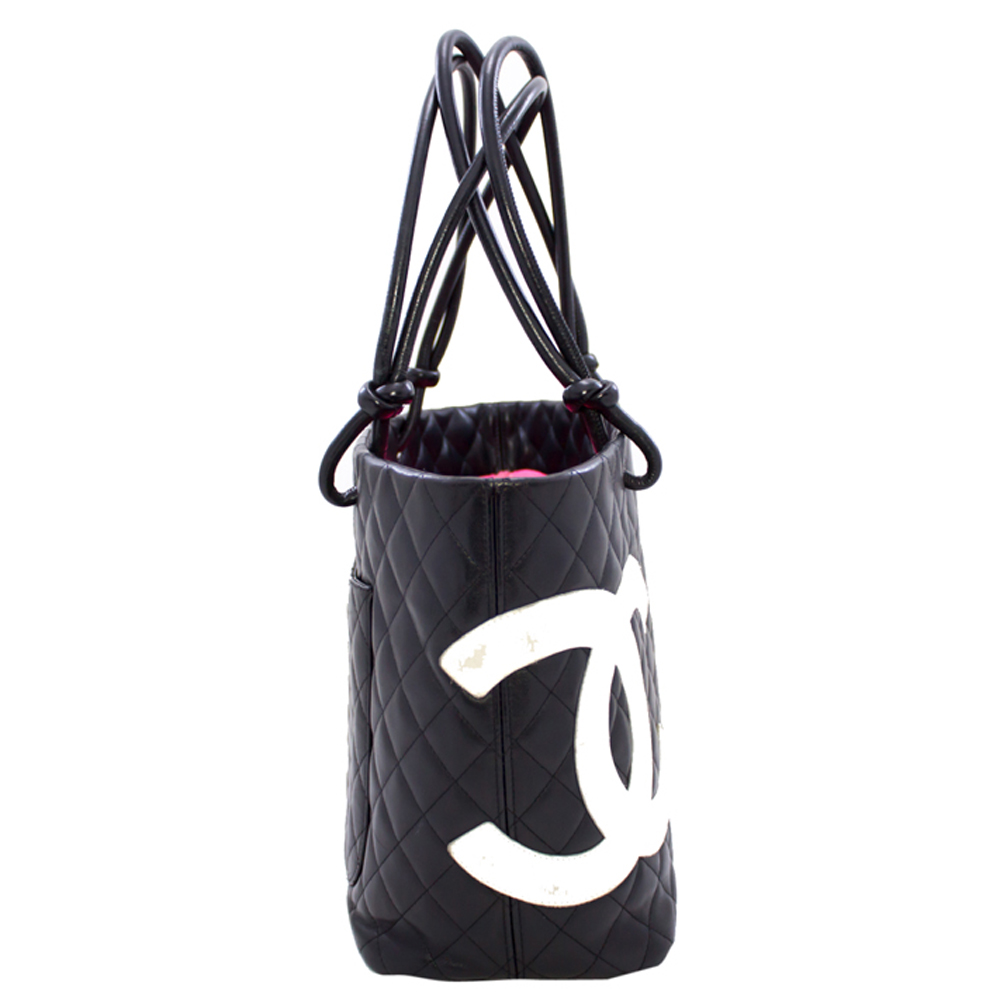 

Chanel Black/White Quilted Leather  Ligne Cambon Tote Bag
