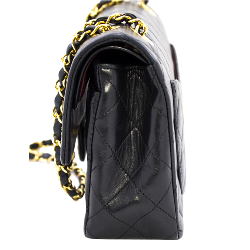 

Chanel Black Quilted Lambskin Leather Classic  Double Flap Chain Shoulder Bag
