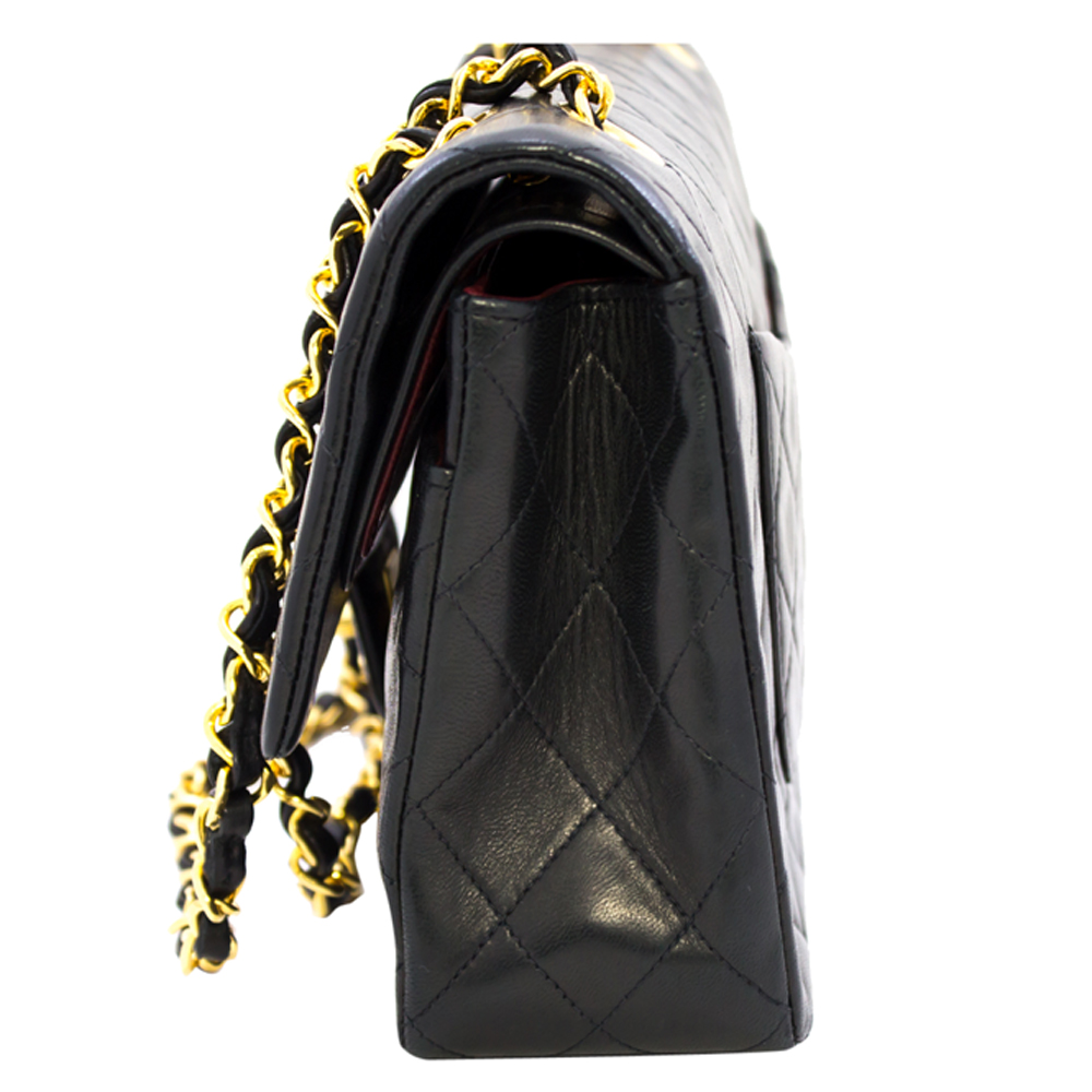 

Chanel Black Quilted Lambskin Leather Double Flap Chain Shoulder Bag