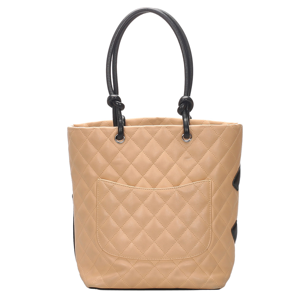 

Chanel Beige/Black Quilted Leather Cambon Ligne Tote