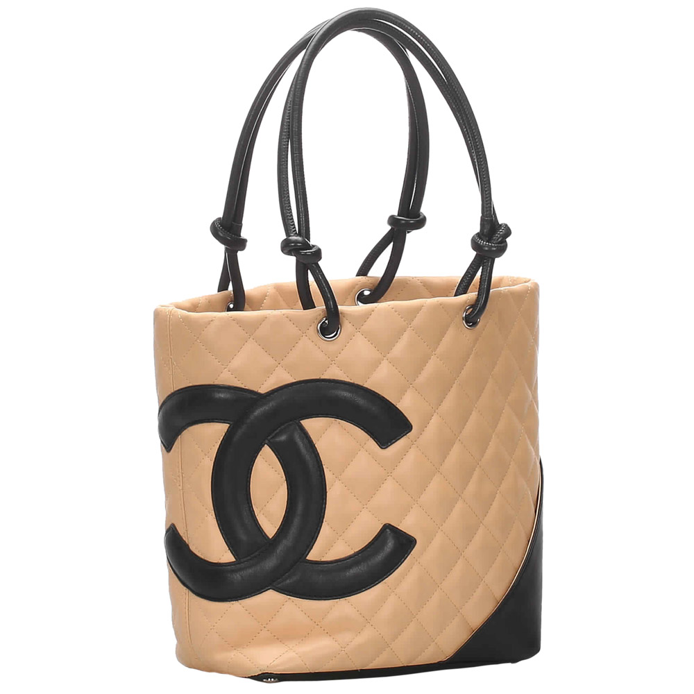 

Chanel Brown Quilted Leather Cambon Ligne Tote, Beige
