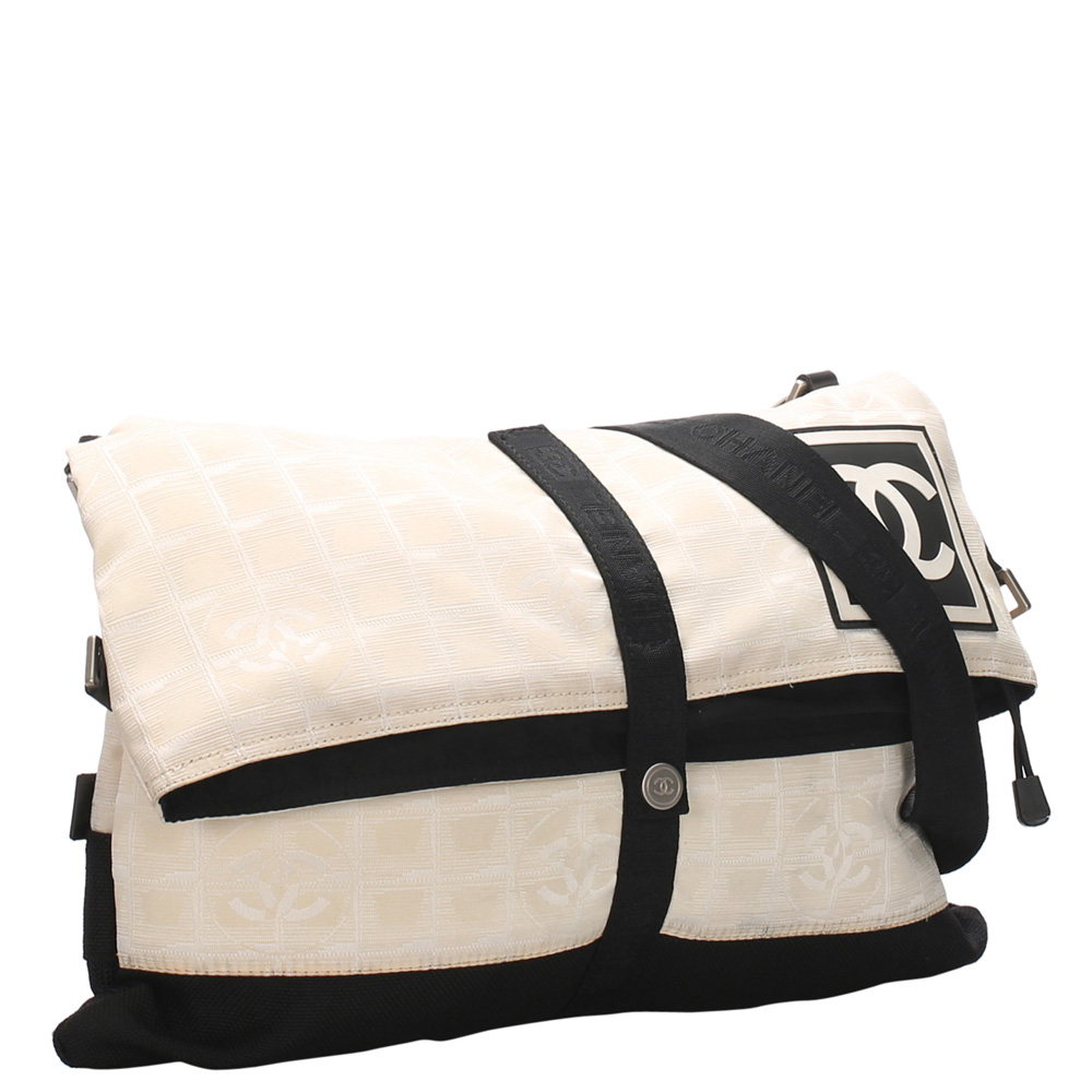 

Chanel White Canvas CC New Travel Line Crossbody Bag, Black
