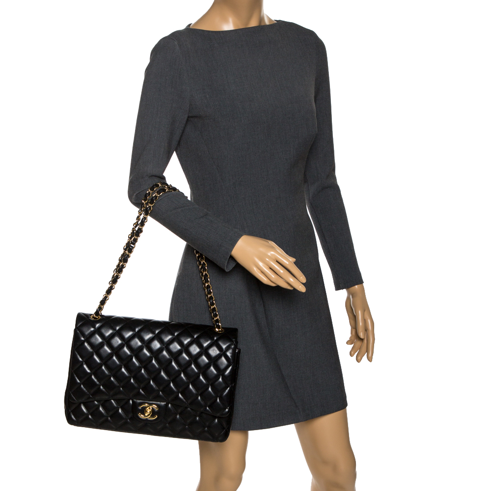 

Chanel Black Quilted Leather Maxi Classic Double Flap Bag
