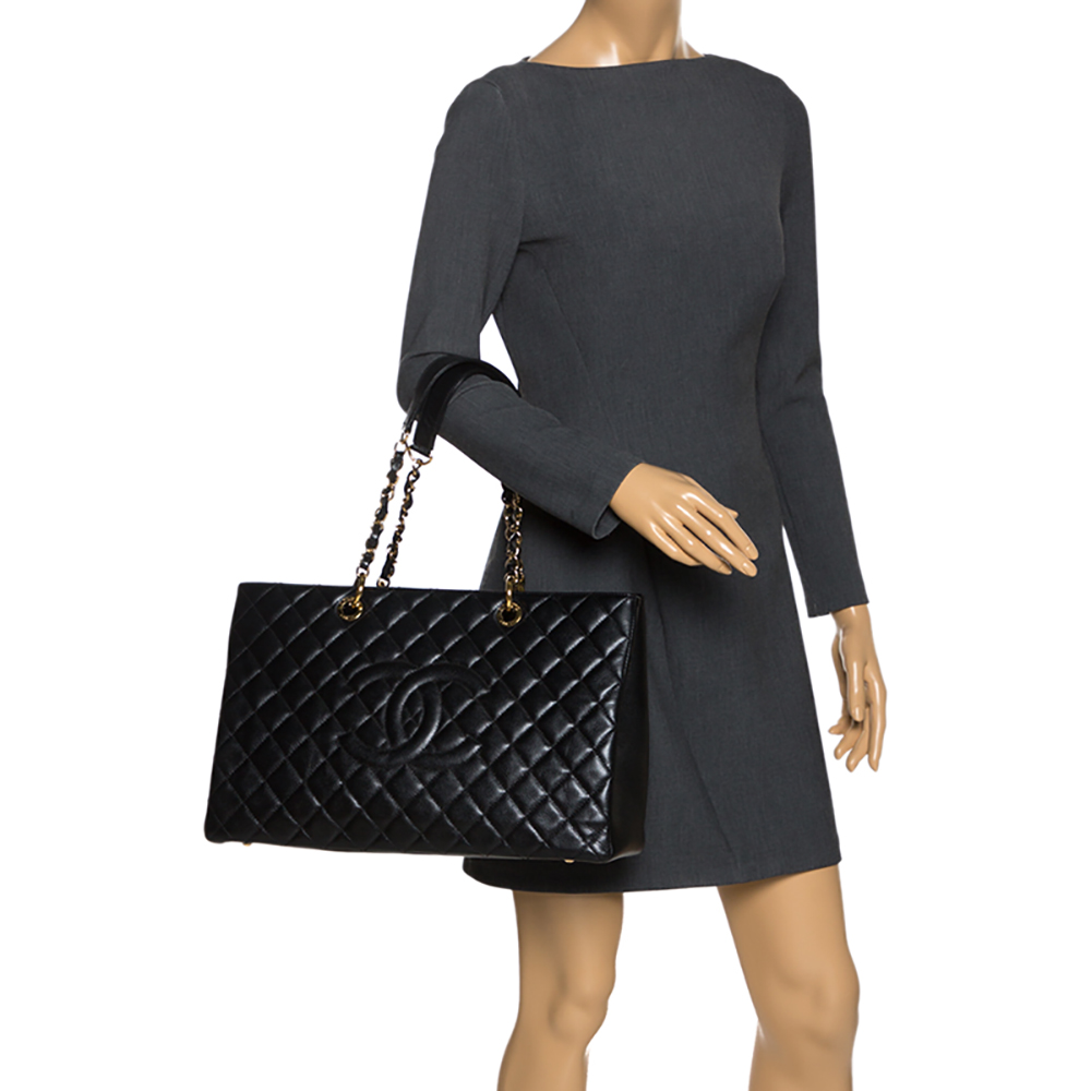 

Chanel Black Quilted Caviar Leather  Grand Shopper Tote