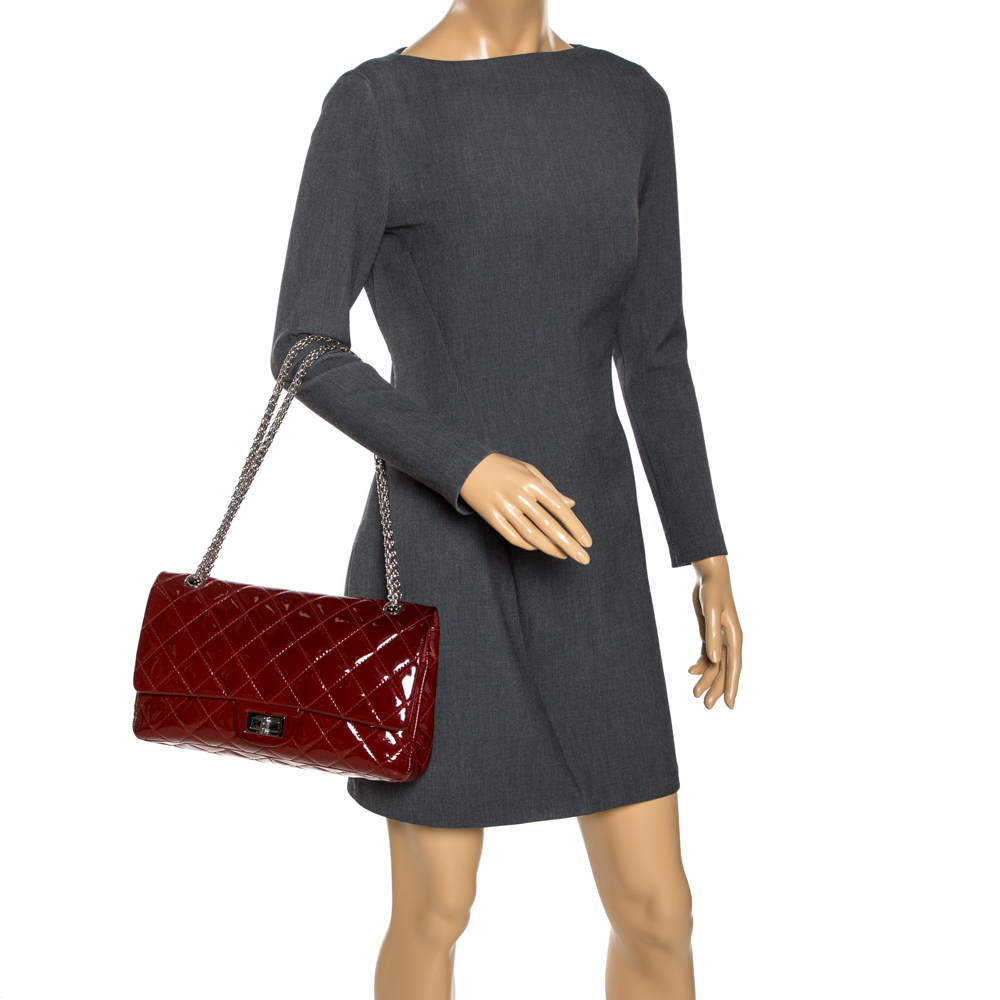 

Chanel Red Quilted Patent Leather 2.55 Reissue 227 Flap Bag