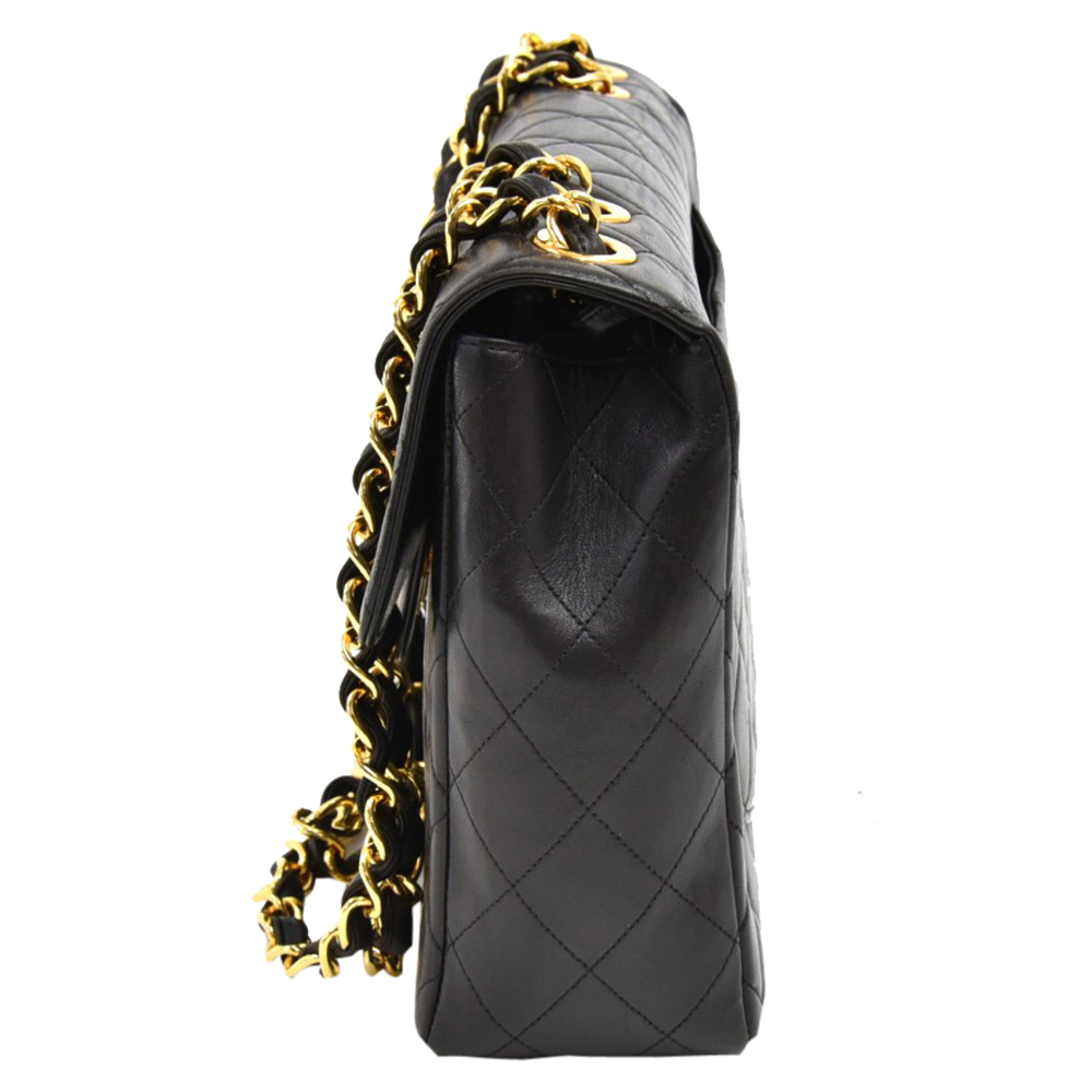 

Chanel Black Quilted Leather Jumbo Classic Shoulder Flap Bag