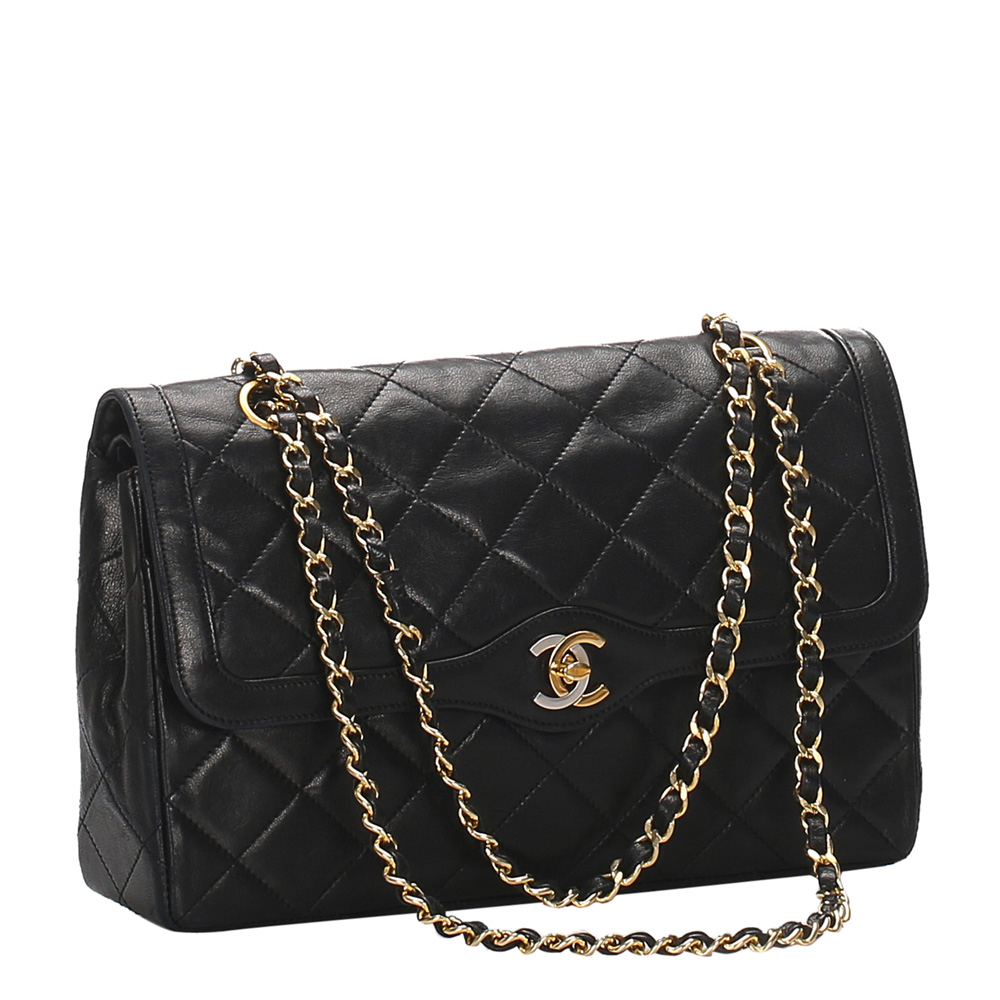 

Chanel Black Quilted Lambskin Leather Double Flap Shoulder Bag