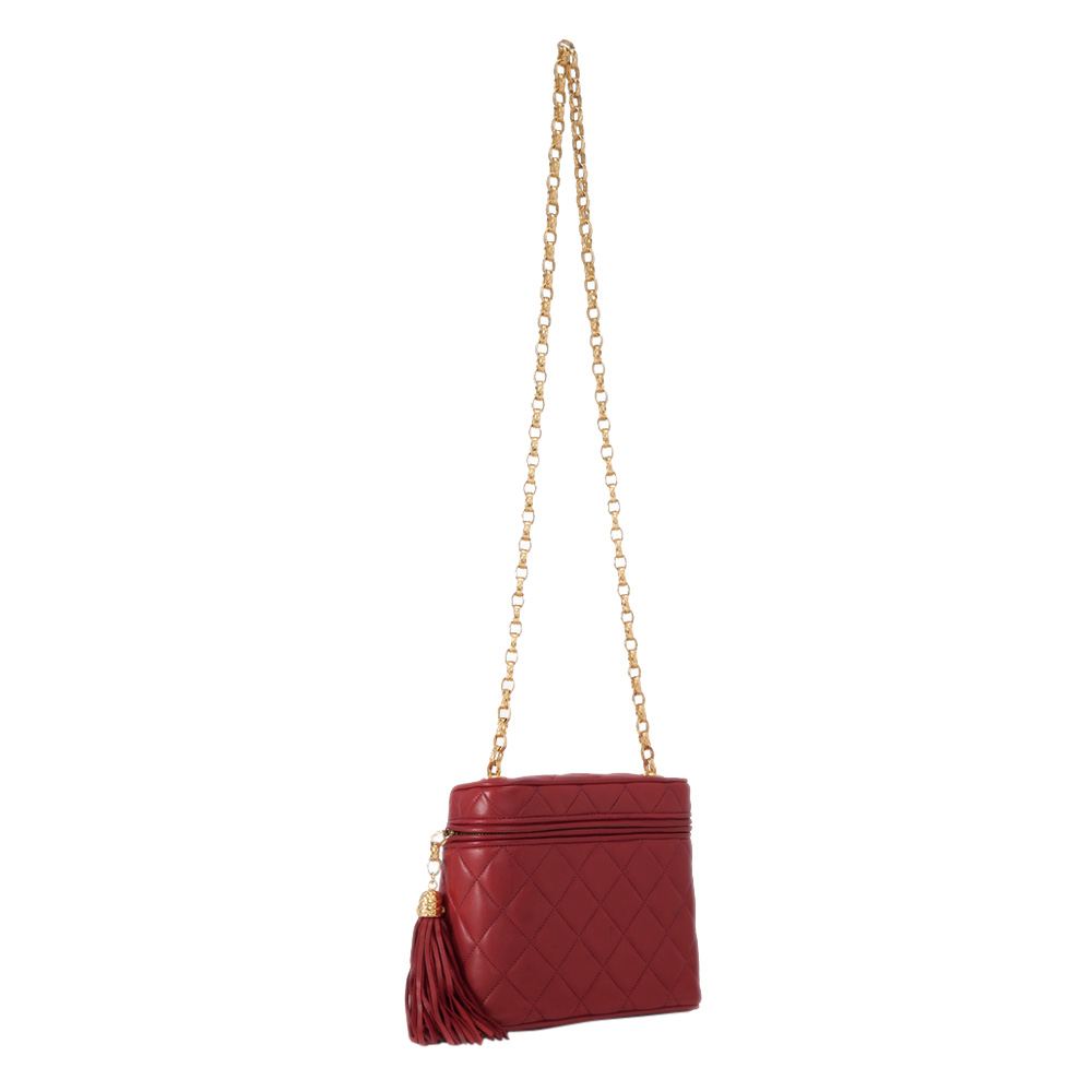 

Chanel Red Quilted Lambskin Leather Shoulder Bag