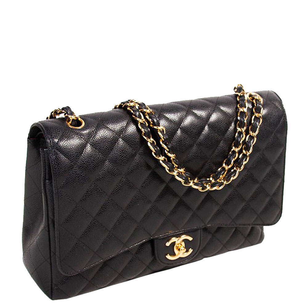 

Chanel Black Quilted Caviar Classic Maxi Double Flap Bag