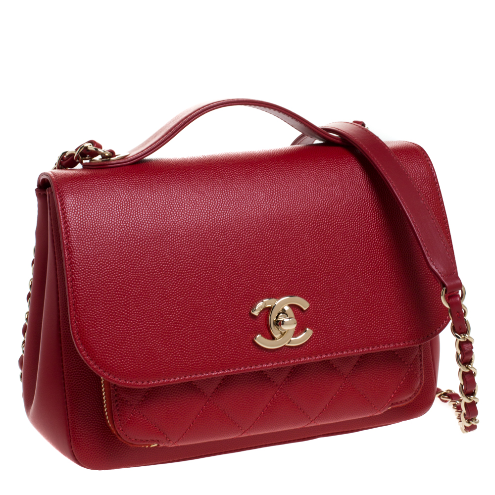 Chanel Red Caviar Quilted Small Business Affinity Shopping Bag Leather  ref.637242 - Joli Closet