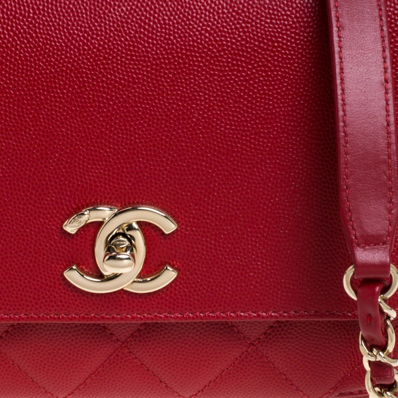 CHANEL Business Affinity Small Caviar Quilted Shoulder Bag Red - Hot D