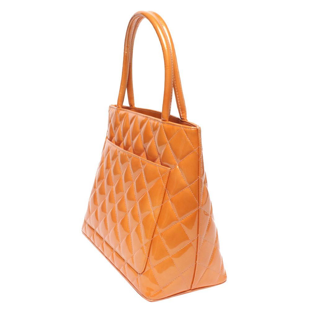 

Chanel Orange Quilted Leather Tote Bag
