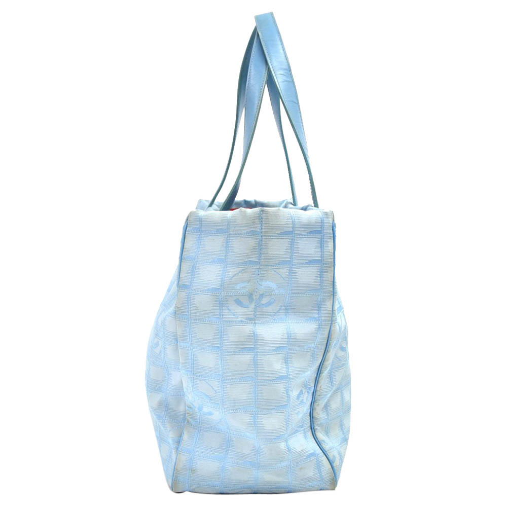 

Chanel Light Blue Jacquard Nylon Travel Line Medium Tote Bag