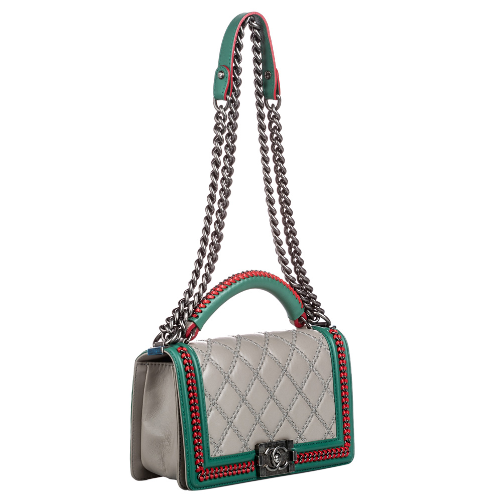 

Chanel Multicolor Medium Lambskin Leather Boy Flap Bag, Beige