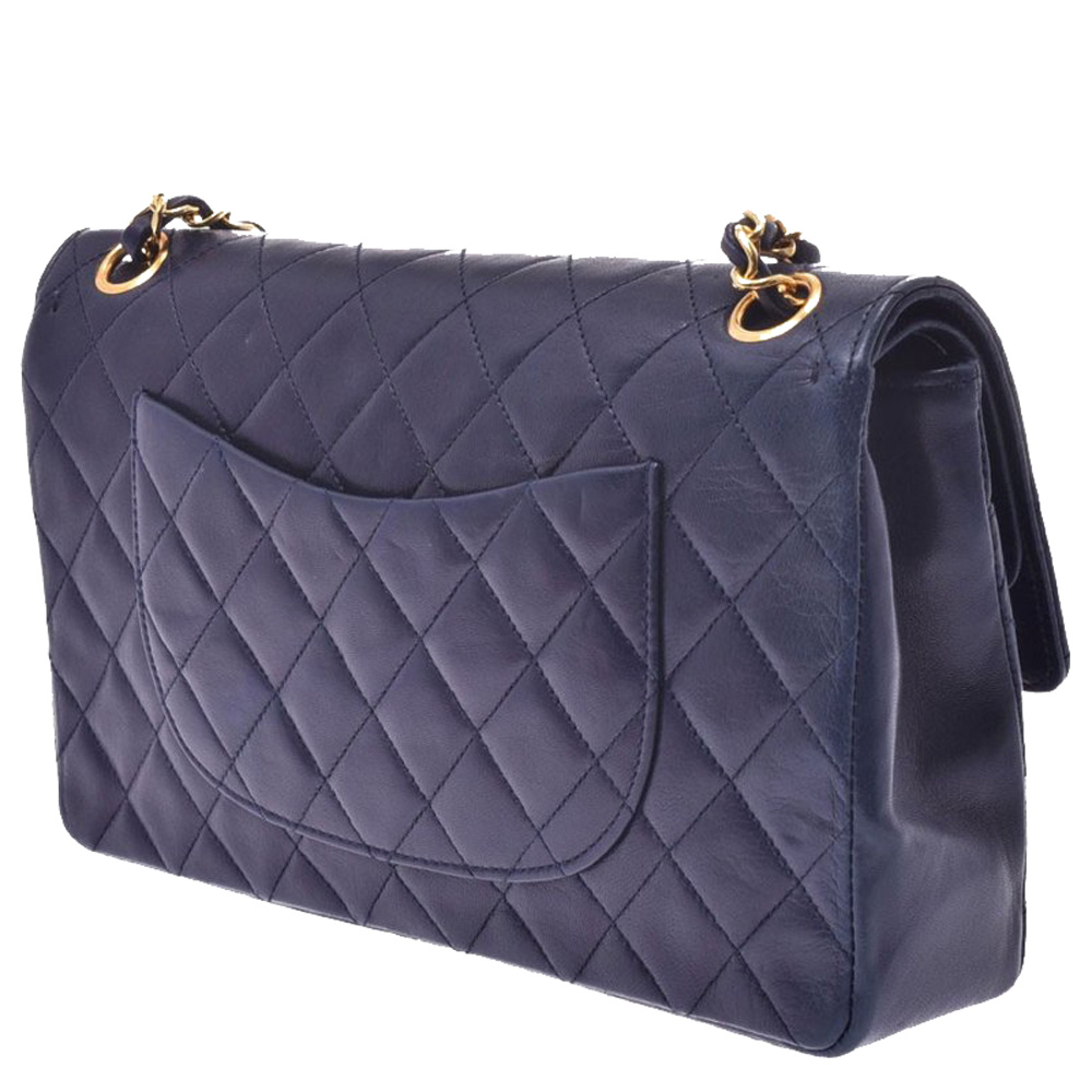 

Chanel Navy Blue Quilted Leather Classic Double Flap Shoulder Bag