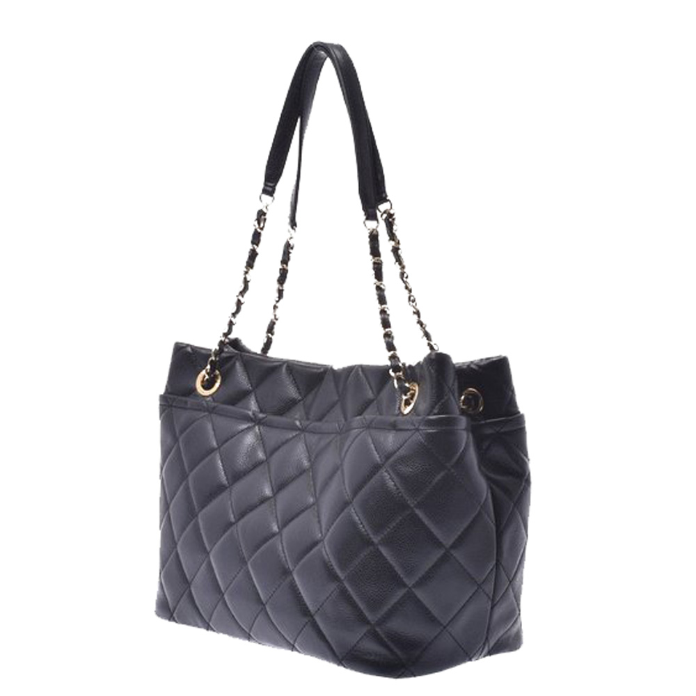 

Chanel Black Matrasse Leather Chain Tote